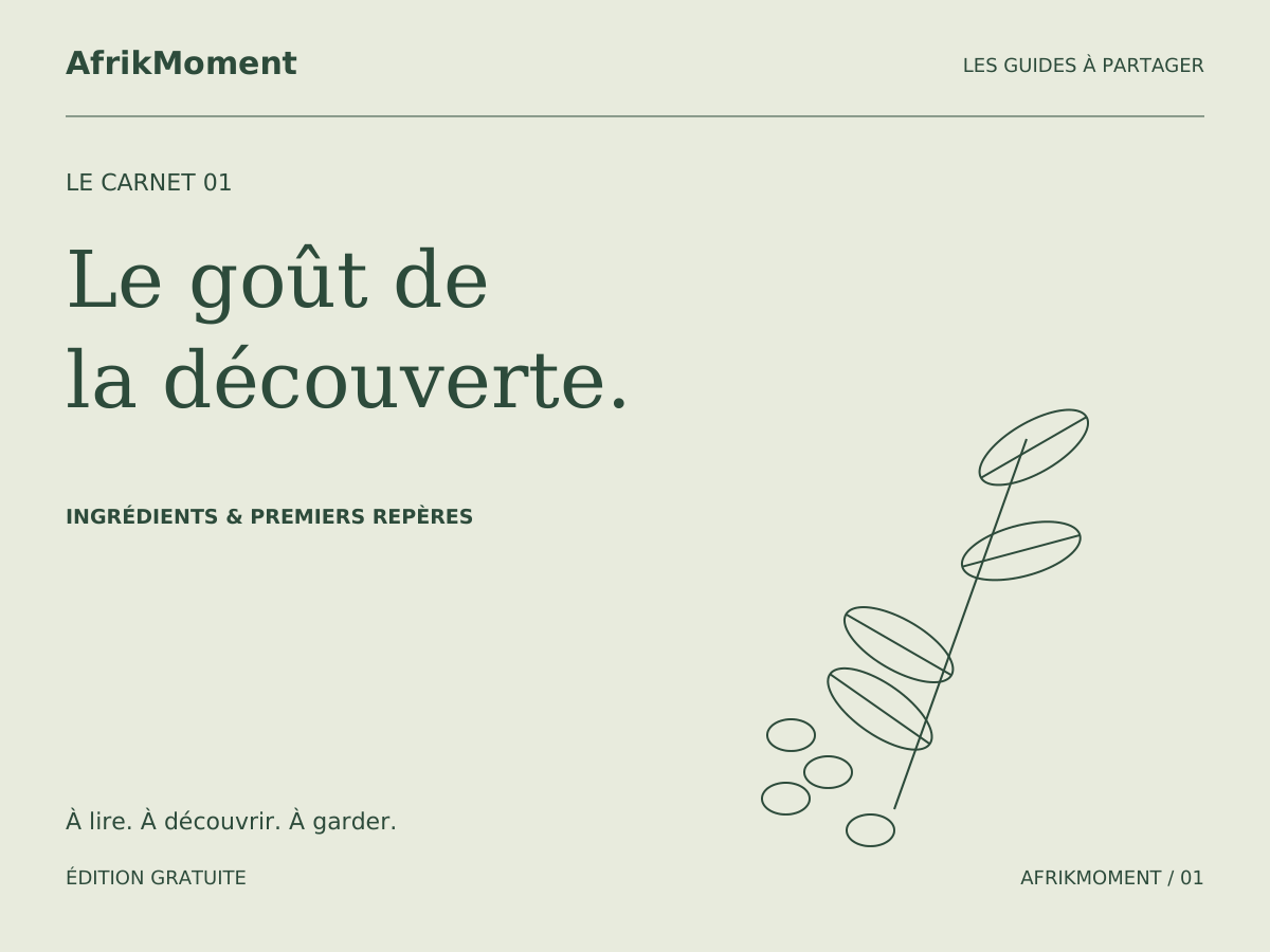 Couverture graphique du guide AfrikMoment : Découvrir les ingrédients africains