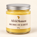 Illustration du pot fermé de beurre de karité AfrikMoment de 280 g, dans l’identité crème, cacao et or de la boutique.
