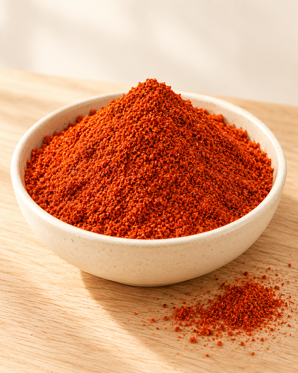 Visuel illustratif de la poudre de piment présentée dans un bol, en gros plan.